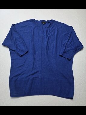 Talbots Cobalt Blue Dolman Sleeve Center Seam Knit Sweater Top, Size MP